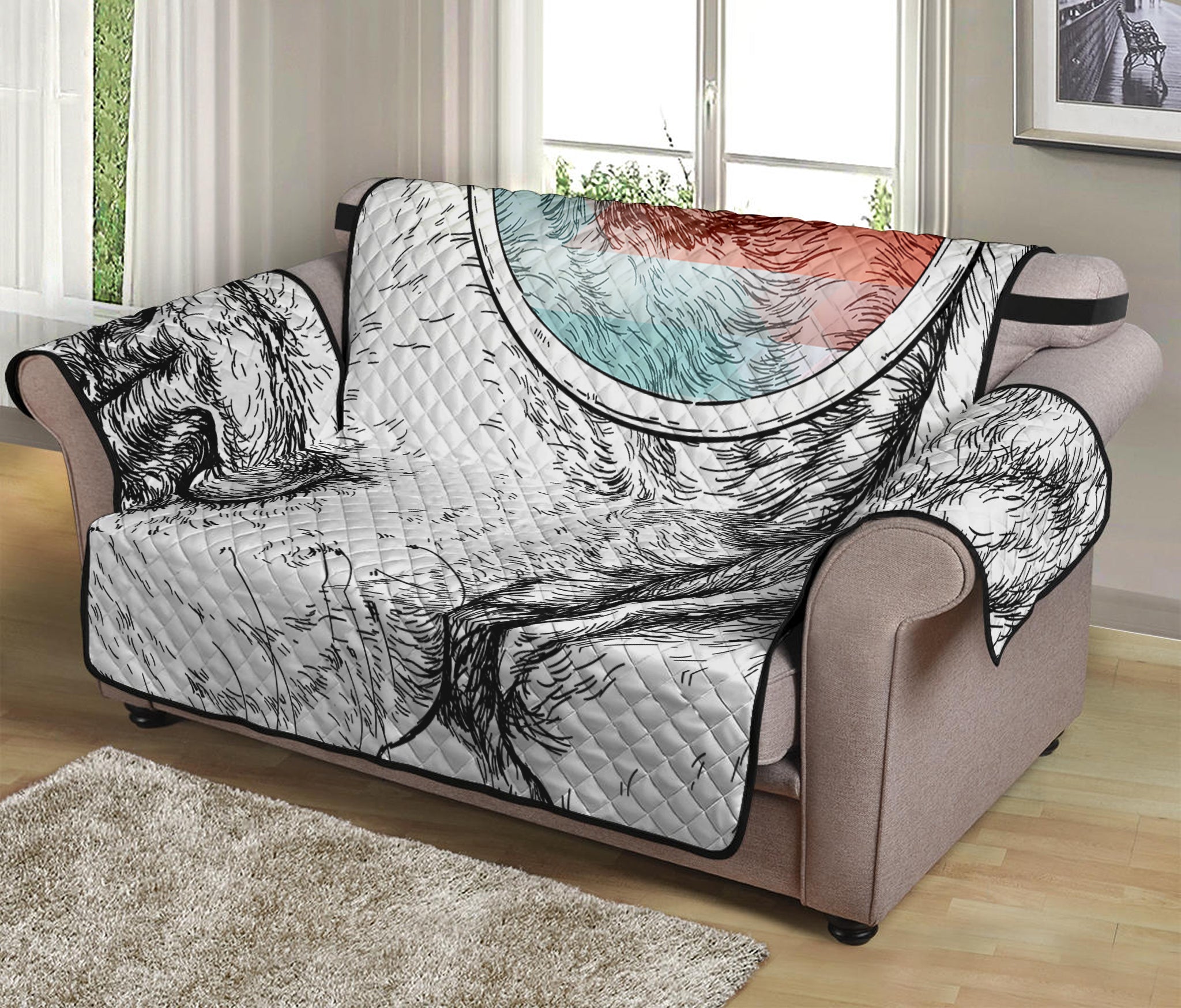 Hipster Beagle With Glasses Print Loveseat Protector