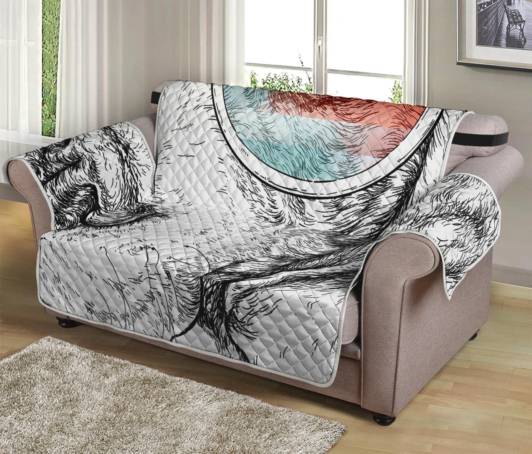 Hipster Beagle With Glasses Print Loveseat Protector