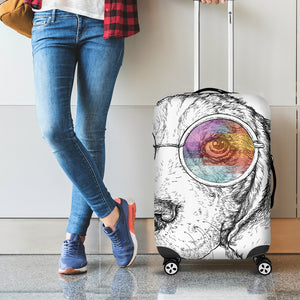 Hipster Beagle With Glasses Print Luggage Cover