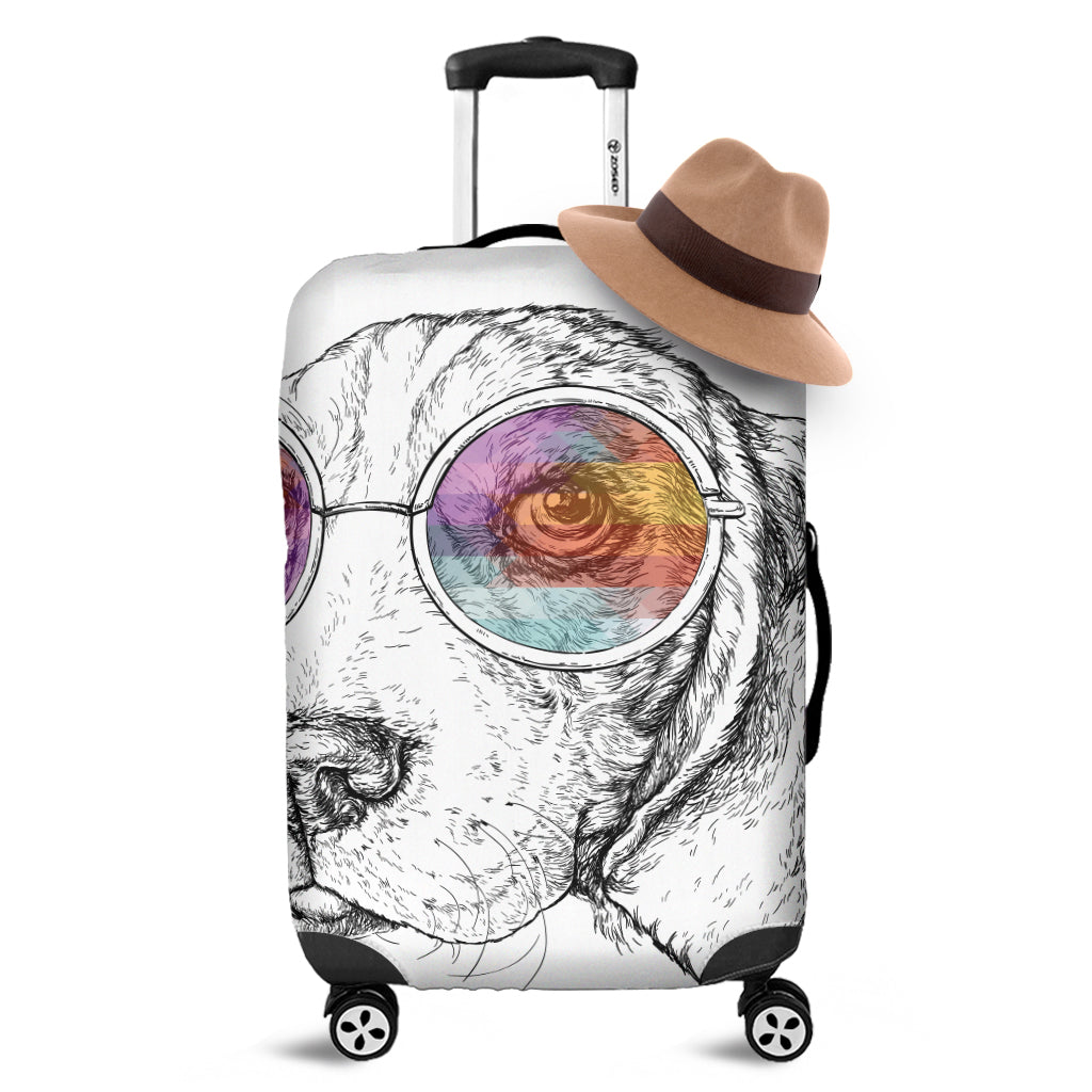 Hipster Beagle With Glasses Print Luggage Cover