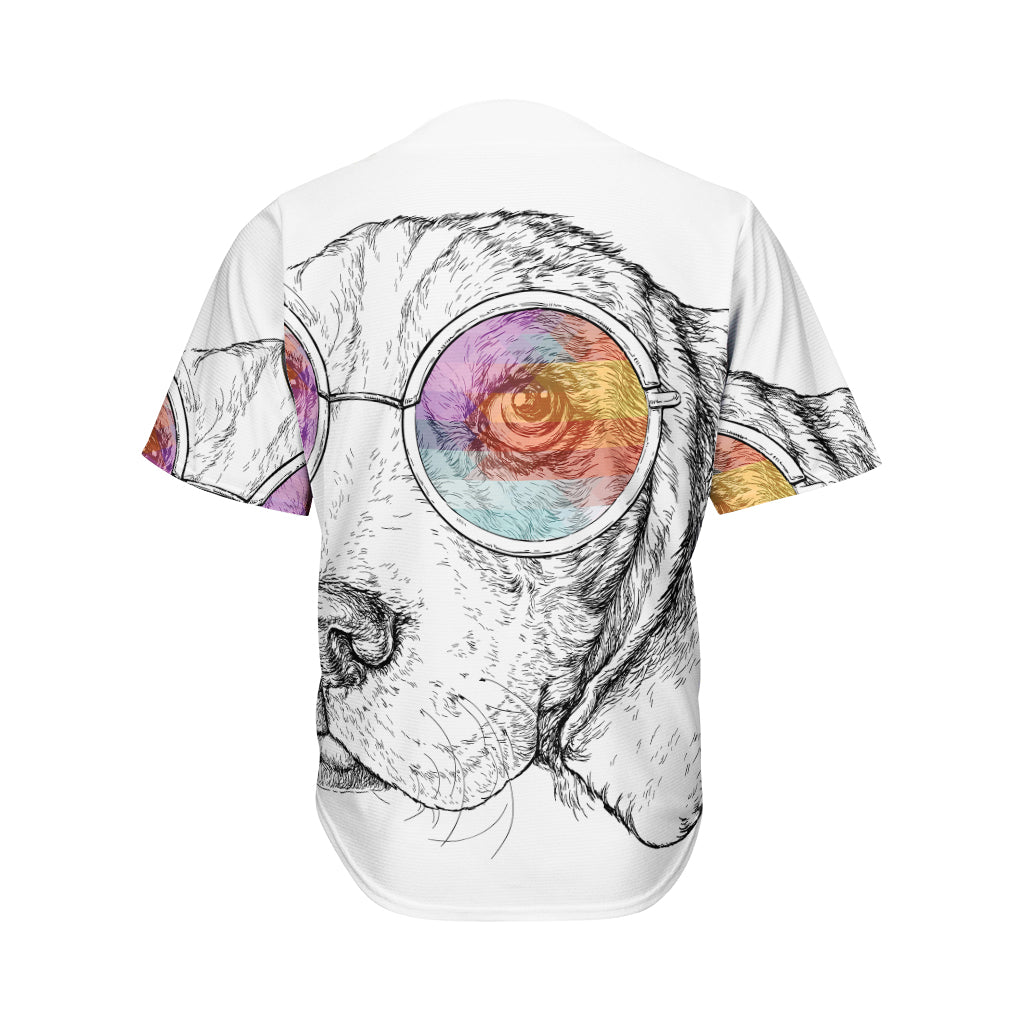 Hipster Beagle With Glasses Print Men's Baseball Jersey