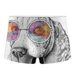 Hipster Beagle With Glasses Print Men's Boxer Briefs