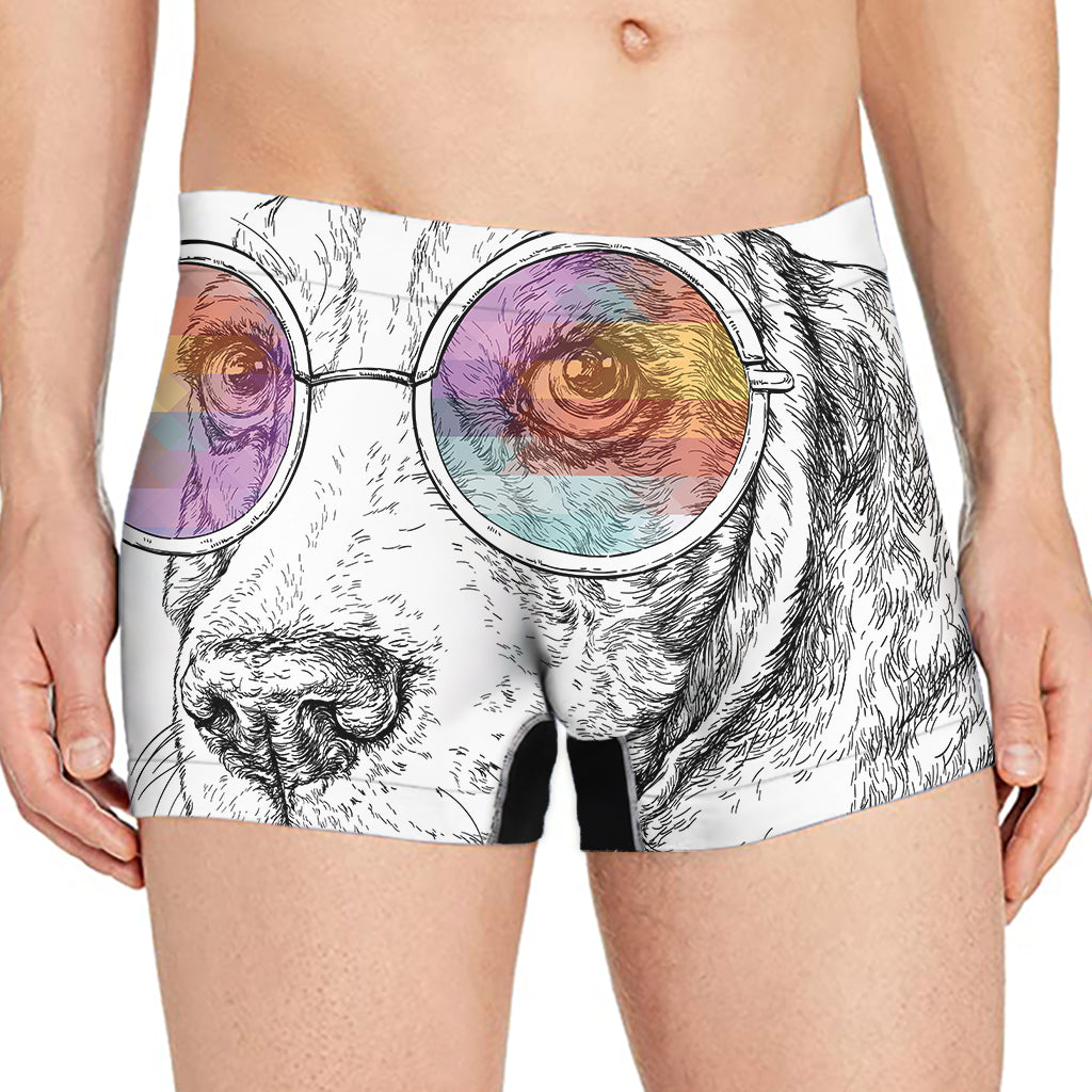 Hipster Beagle With Glasses Print Men's Boxer Briefs