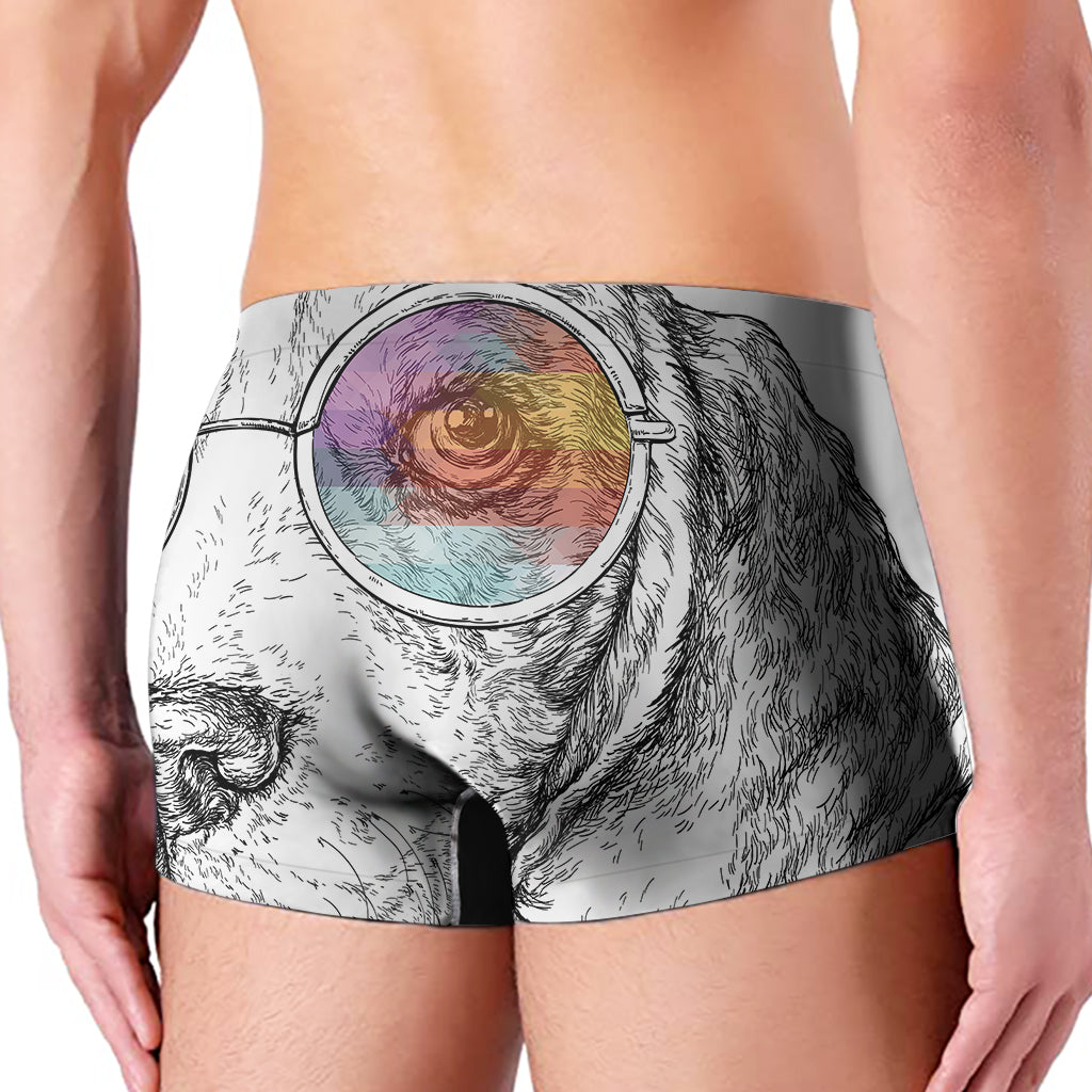 Hipster Beagle With Glasses Print Men's Boxer Briefs