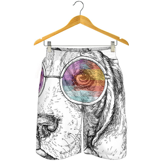 Hipster Beagle With Glasses Print Men's Shorts