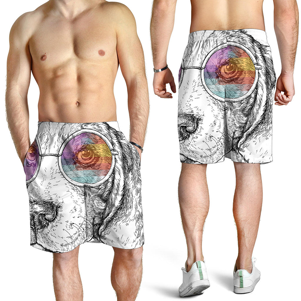 Hipster Beagle With Glasses Print Men's Shorts