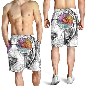 Hipster Beagle With Glasses Print Men's Shorts