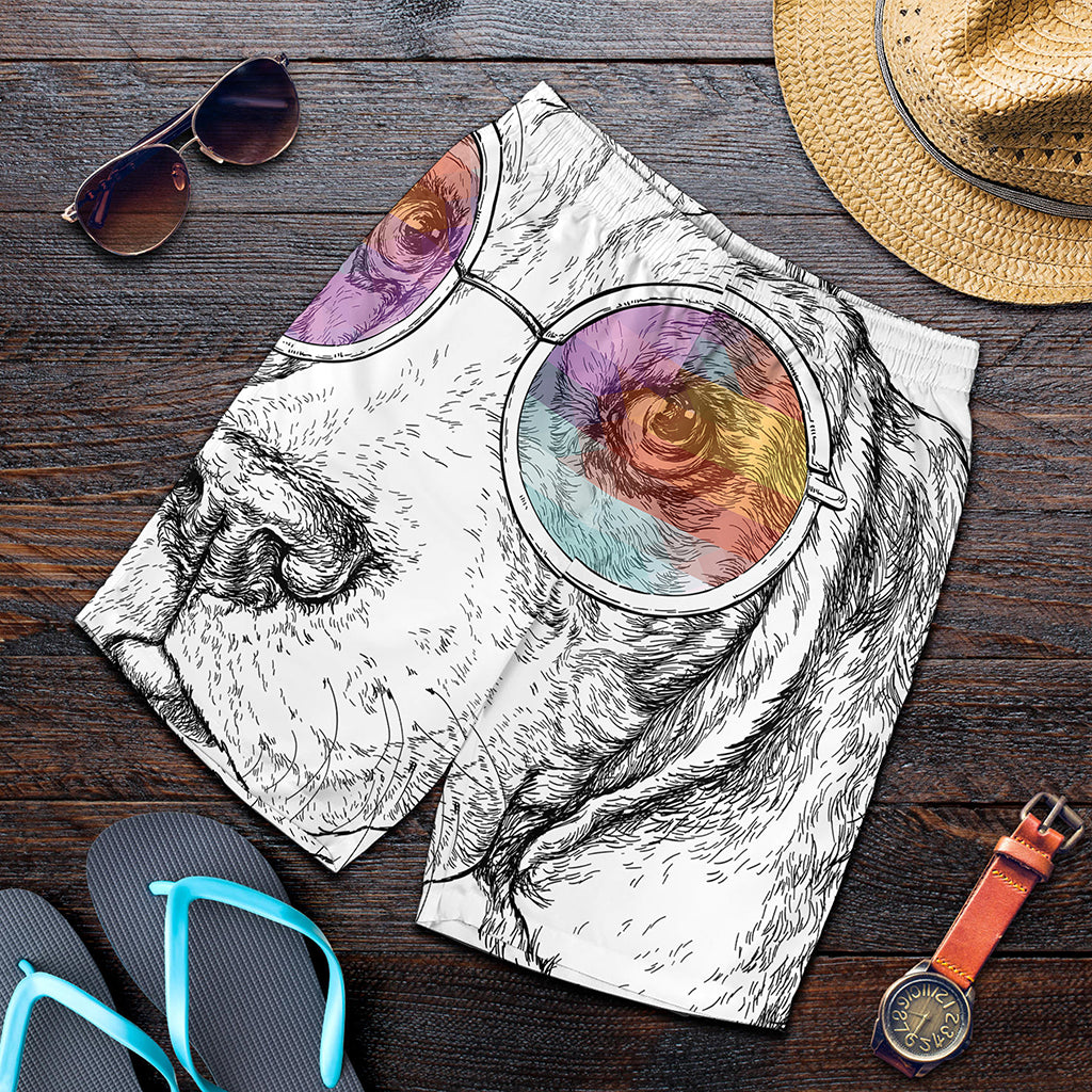 Hipster Beagle With Glasses Print Men's Shorts