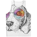 Hipster Beagle With Glasses Print Men's Tank Top