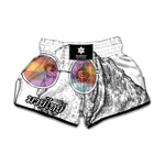 Hipster Beagle With Glasses Print Muay Thai Boxing Shorts