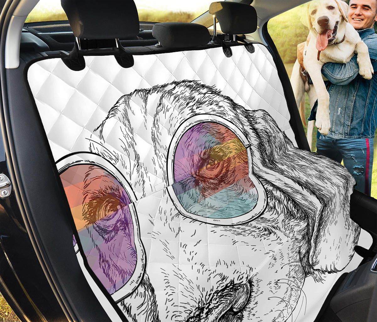 Hipster Beagle With Glasses Print Pet Car Back Seat Cover