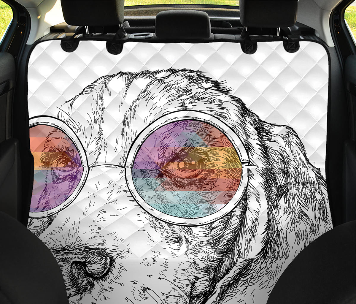 Hipster Beagle With Glasses Print Pet Car Back Seat Cover