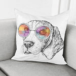 Hipster Beagle With Glasses Print Pillow Cover