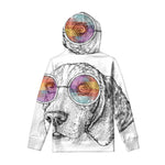 Hipster Beagle With Glasses Print Pullover Hoodie