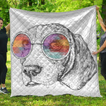 Hipster Beagle With Glasses Print Quilt