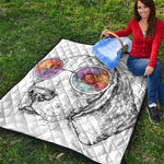 Hipster Beagle With Glasses Print Quilt