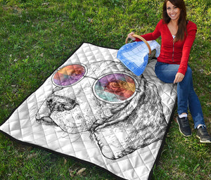 Hipster Beagle With Glasses Print Quilt