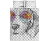 Hipster Beagle With Glasses Print Quilt Bed Set