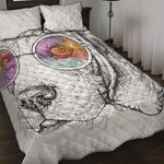 Hipster Beagle With Glasses Print Quilt Bed Set