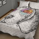 Hipster Beagle With Glasses Print Quilt Bed Set