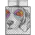 Hipster Beagle With Glasses Print Quilt Bed Set