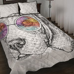 Hipster Beagle With Glasses Print Quilt Bed Set