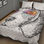 Hipster Beagle With Glasses Print Quilt Bed Set