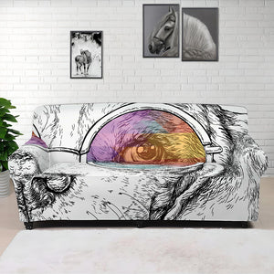 Hipster Beagle With Glasses Print Sofa Cover