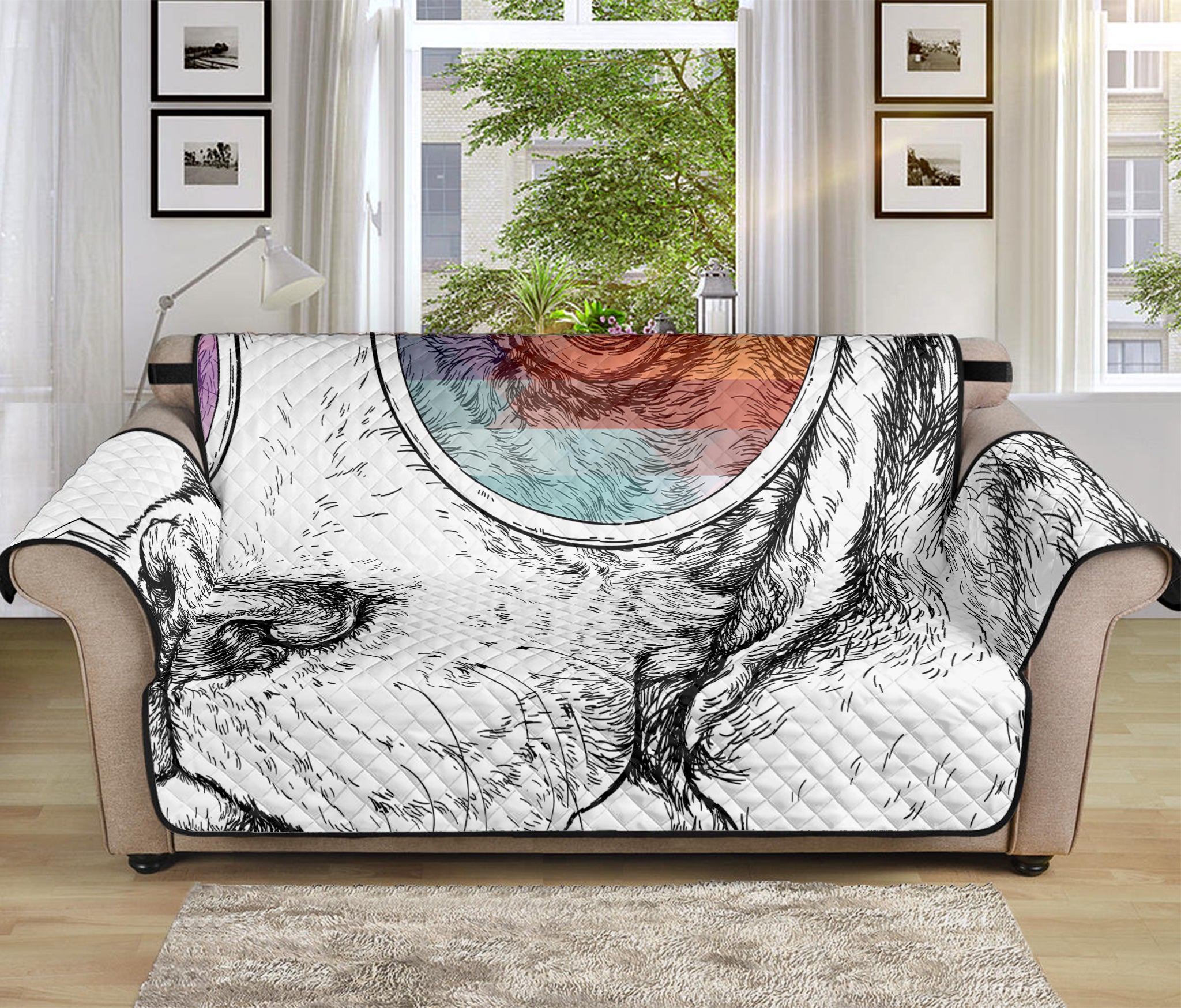 Hipster Beagle With Glasses Print Sofa Protector