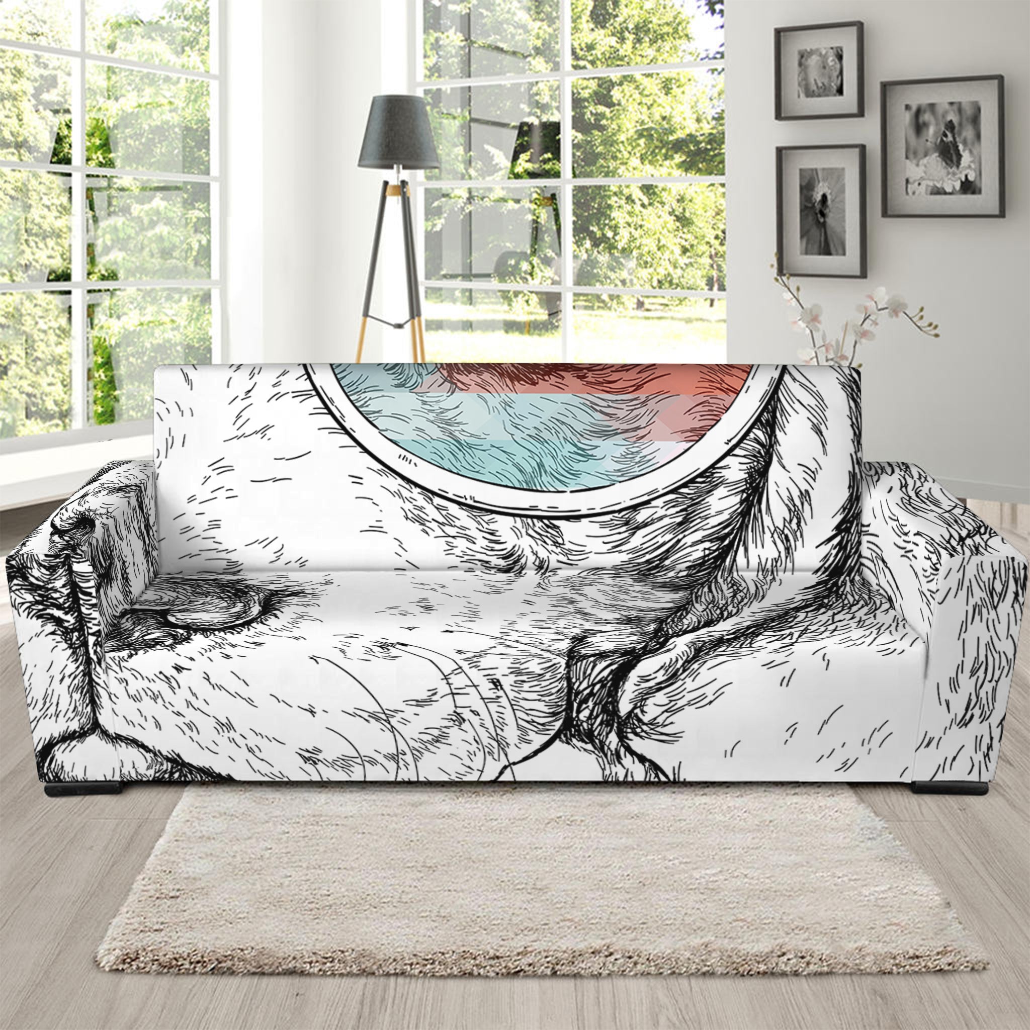 Hipster Beagle With Glasses Print Sofa Slipcover