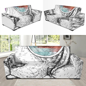 Hipster Beagle With Glasses Print Sofa Slipcover