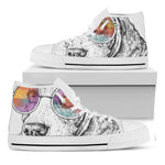 Hipster Beagle With Glasses Print White High Top Shoes