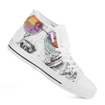 Hipster Beagle With Glasses Print White High Top Shoes