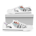 Hipster Beagle With Glasses Print White Low Top Sneakers