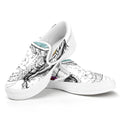 Hipster Beagle With Glasses Print White Slip On Sneakers