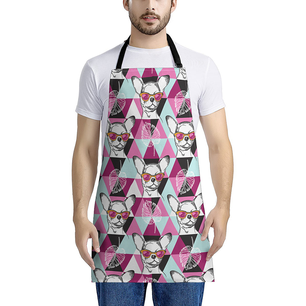 Hipster Chihuahua Pattern Print Apron