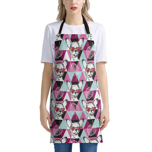 Hipster Chihuahua Pattern Print Apron