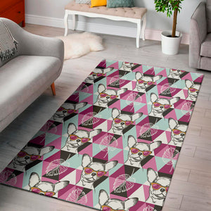 Hipster Chihuahua Pattern Print Area Rug