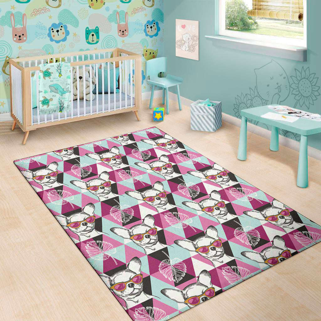 Hipster Chihuahua Pattern Print Area Rug