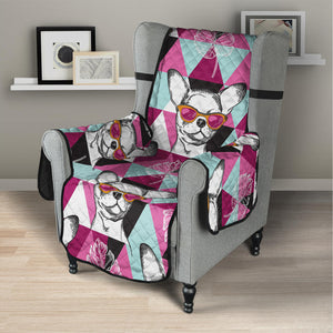 Hipster Chihuahua Pattern Print Armchair Protector