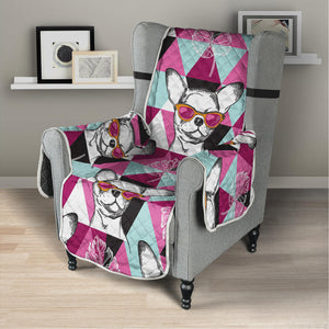 Hipster Chihuahua Pattern Print Armchair Protector