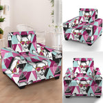 Hipster Chihuahua Pattern Print Armchair Slipcover