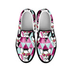 Hipster Chihuahua Pattern Print Black Slip On Shoes