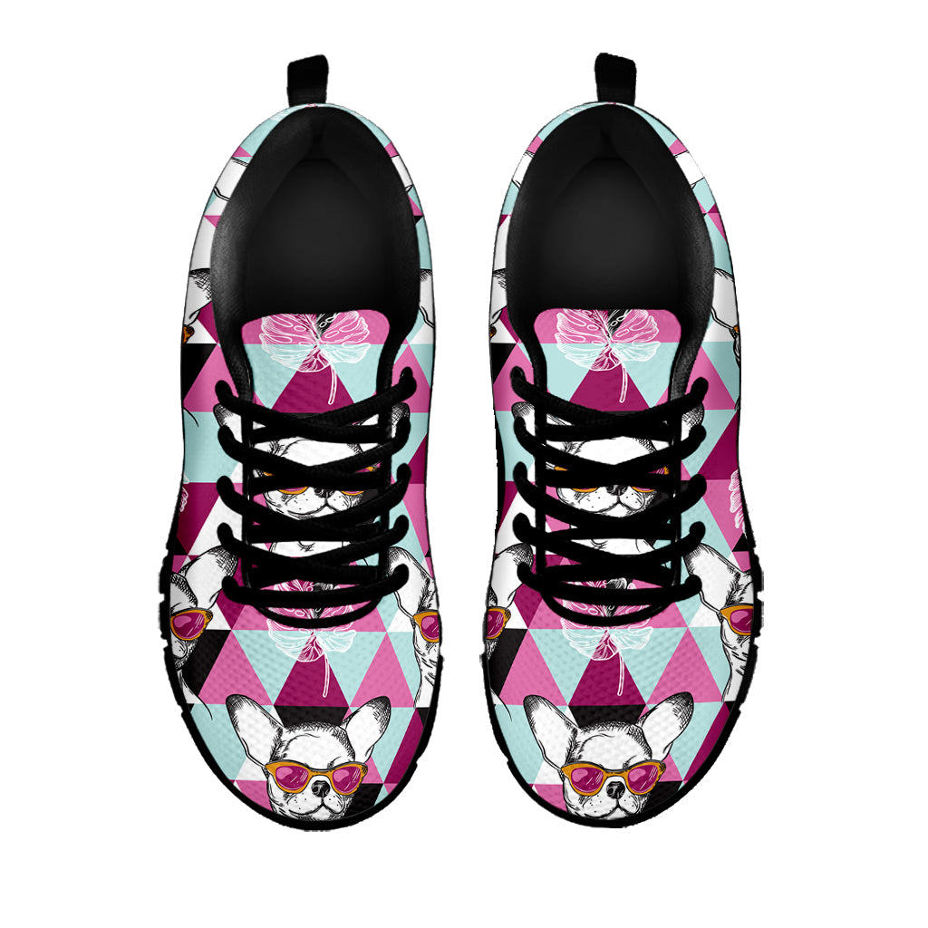 Hipster Chihuahua Pattern Print Black Sneakers