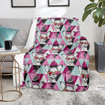 Hipster Chihuahua Pattern Print Blanket