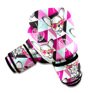 Hipster Chihuahua Pattern Print Boxing Gloves