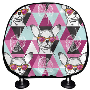 Hipster Chihuahua Pattern Print Car Headrest Covers