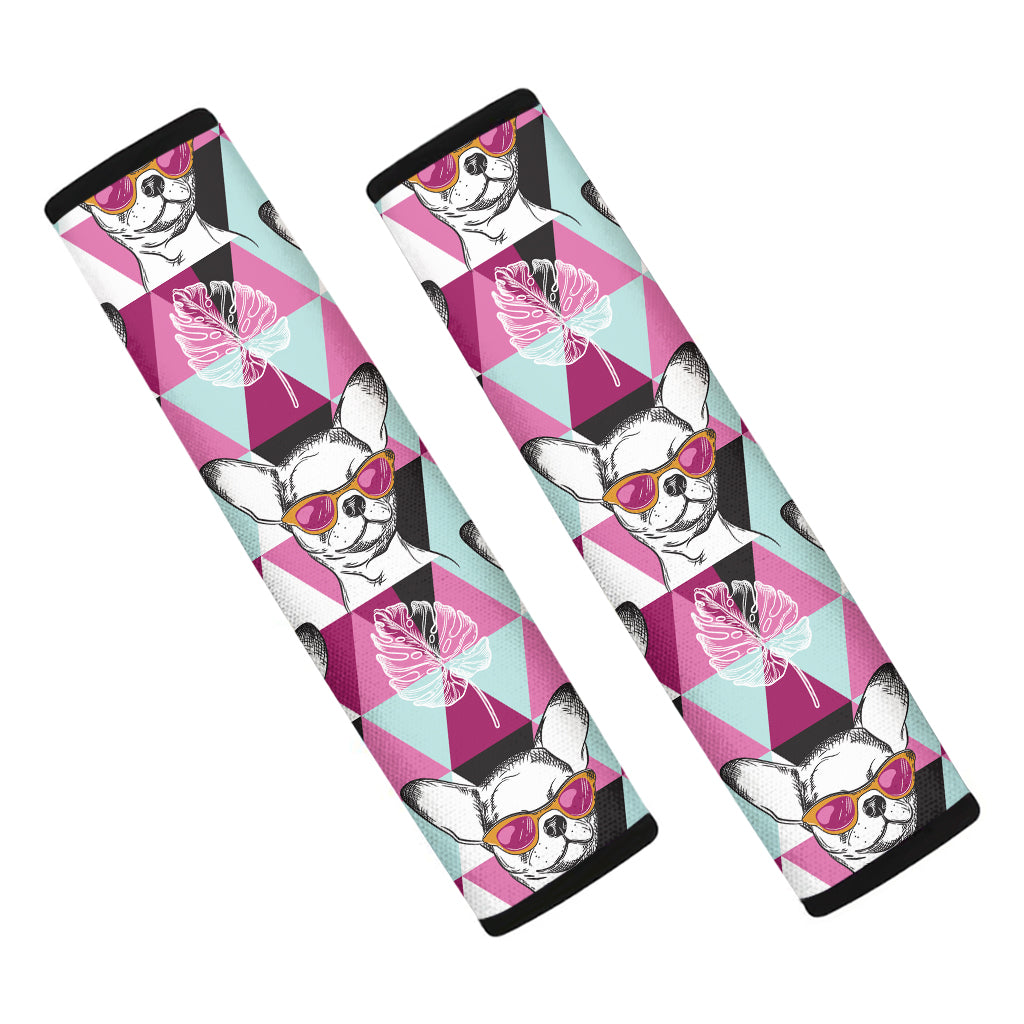 Hipster Chihuahua Pattern Print Car Seat Belt Covers