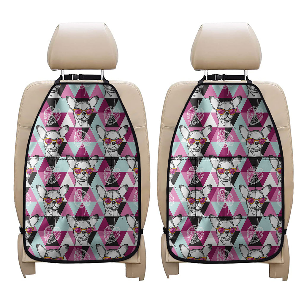 Hipster Chihuahua Pattern Print Car Seat Organizers