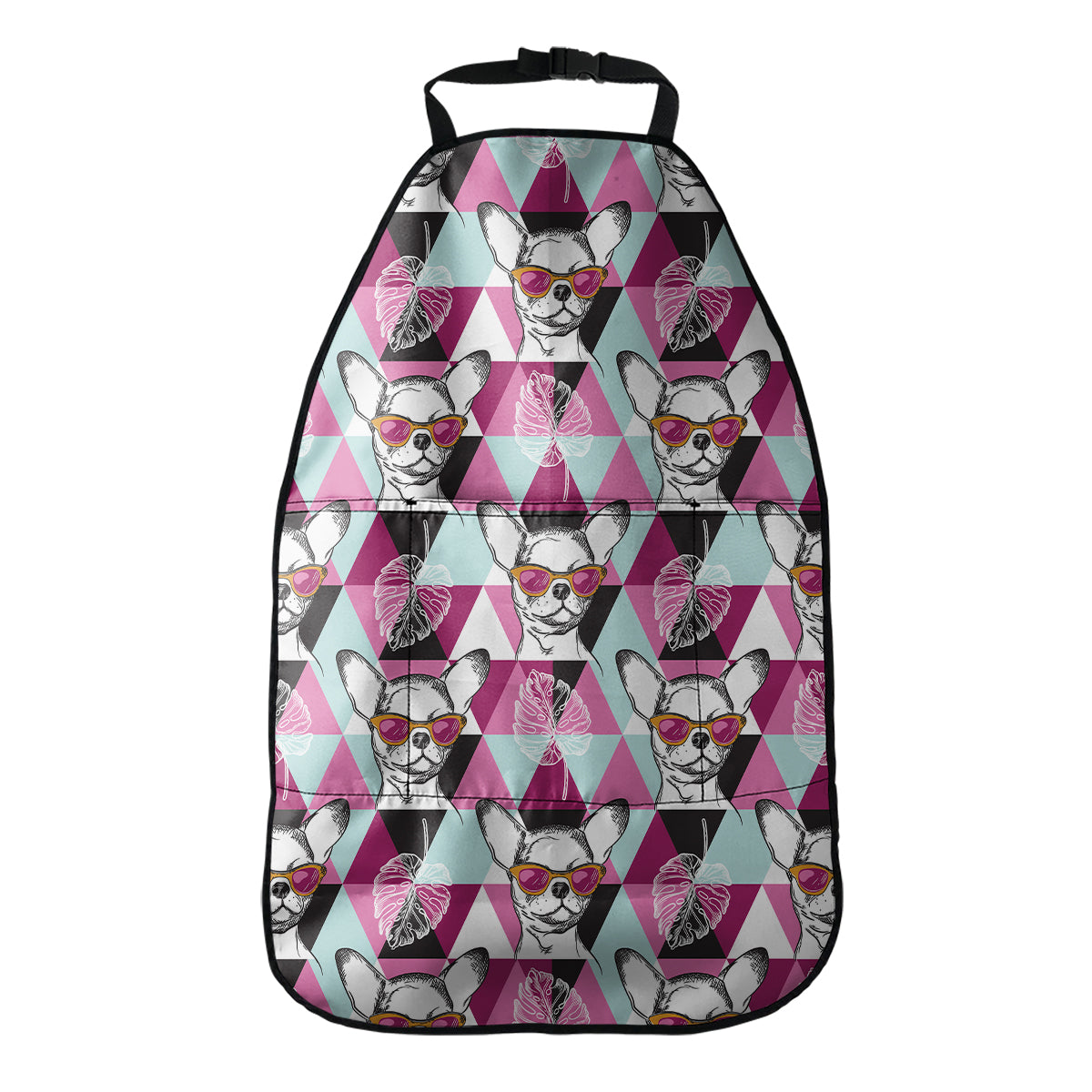 Hipster Chihuahua Pattern Print Car Seat Organizers